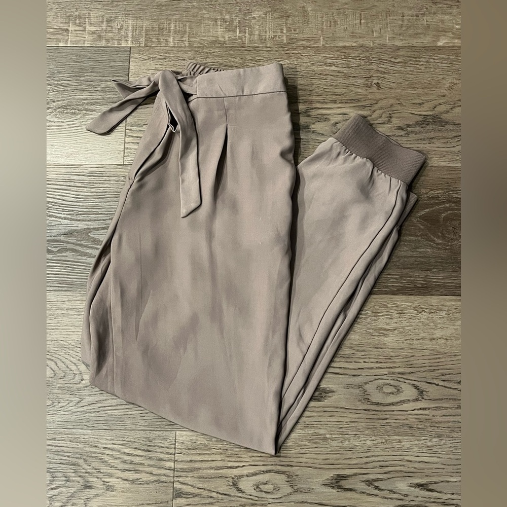 Dex Women's Taupe Joggers with Tie Waist